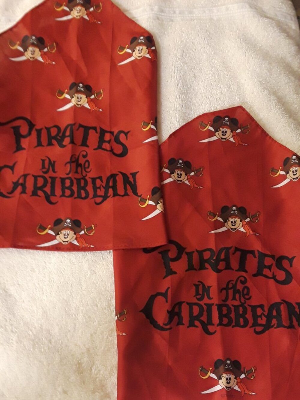 Disney Cruise Line- Set of 2 Pirate Night Red Scarf/Bandana, Mickey, Rectangular
